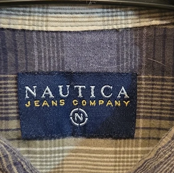 Nautica Jeans Co  Boys Blue Plaid Button Down Long Sleeve Shirt Size S - Picture 4 of 10